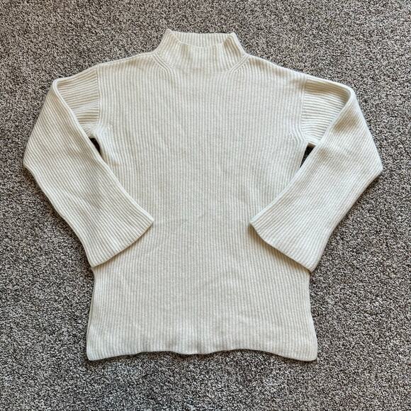 Everlane ivory knit mockneck long sleeve cashmere sweater size S - Picture 6 of 11
